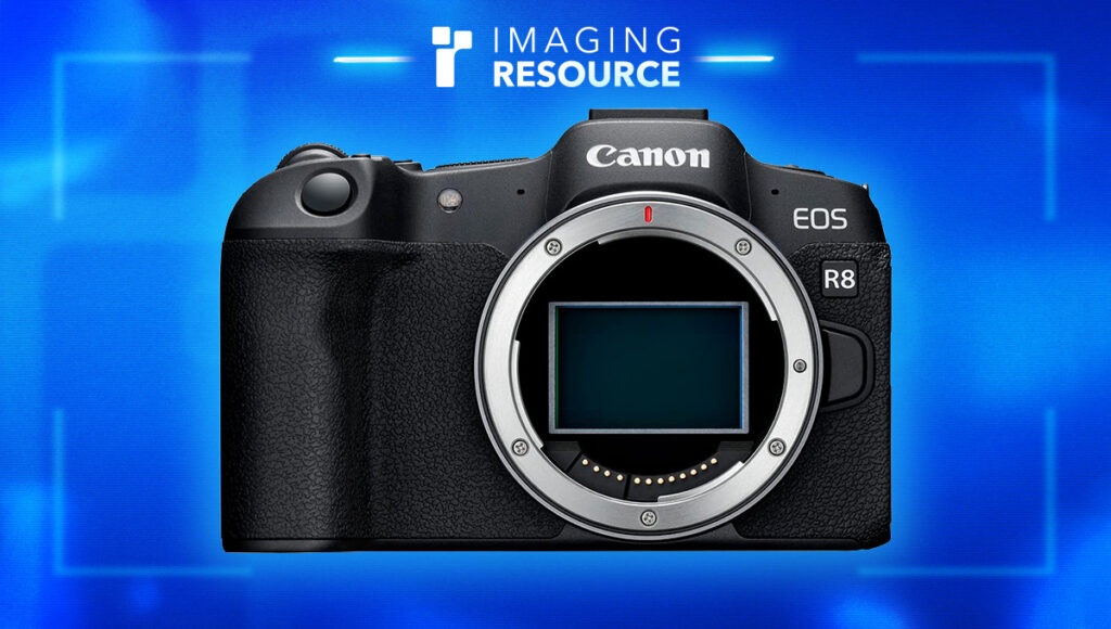 Imaging Resource blog post banner image with a stock image of the Canon EOS R8 camera