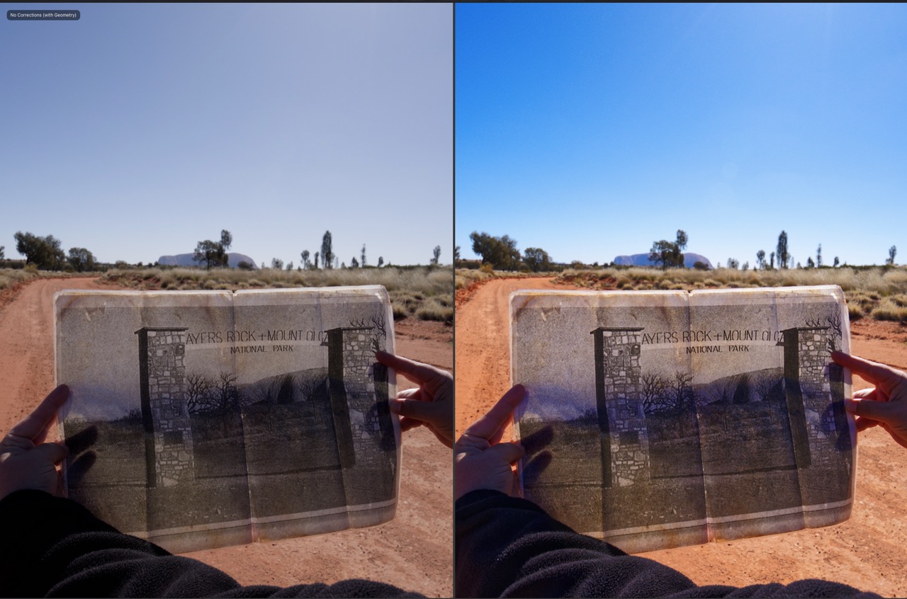 A side-by-side image showing iPhone photo adjusted in PhotoLab 9