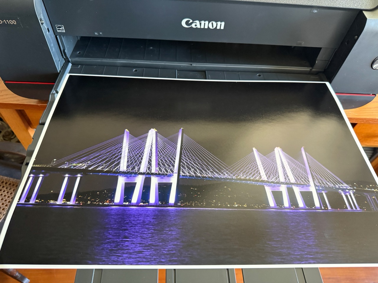 The Mario Cuomo bridge in a print coming from a Canon printer. 